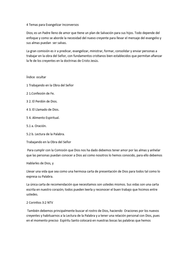 Temas para Evangelizar Inconversos | PDF | Oración | Salvación