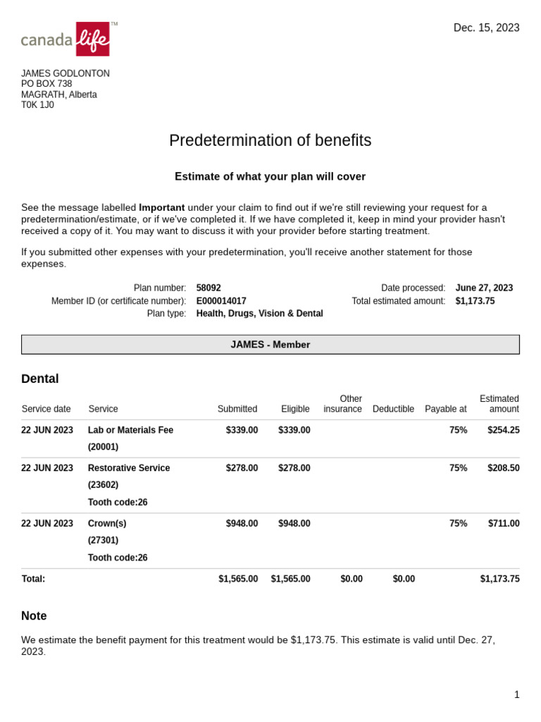 Predetermination of Benefits-15122023 | PDF