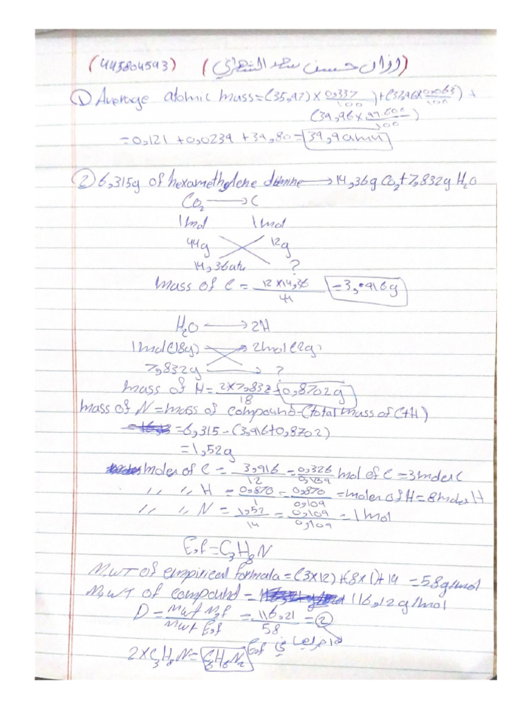 Chemistry Homework | PDF