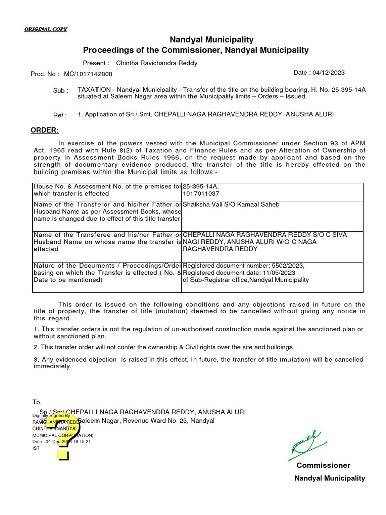 Mutation certificate pdf private law civil law common law 