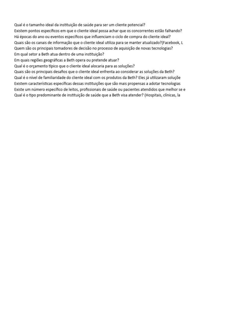 Perfil ideal de clientes beth 1 5 download gr tis pdf hospital