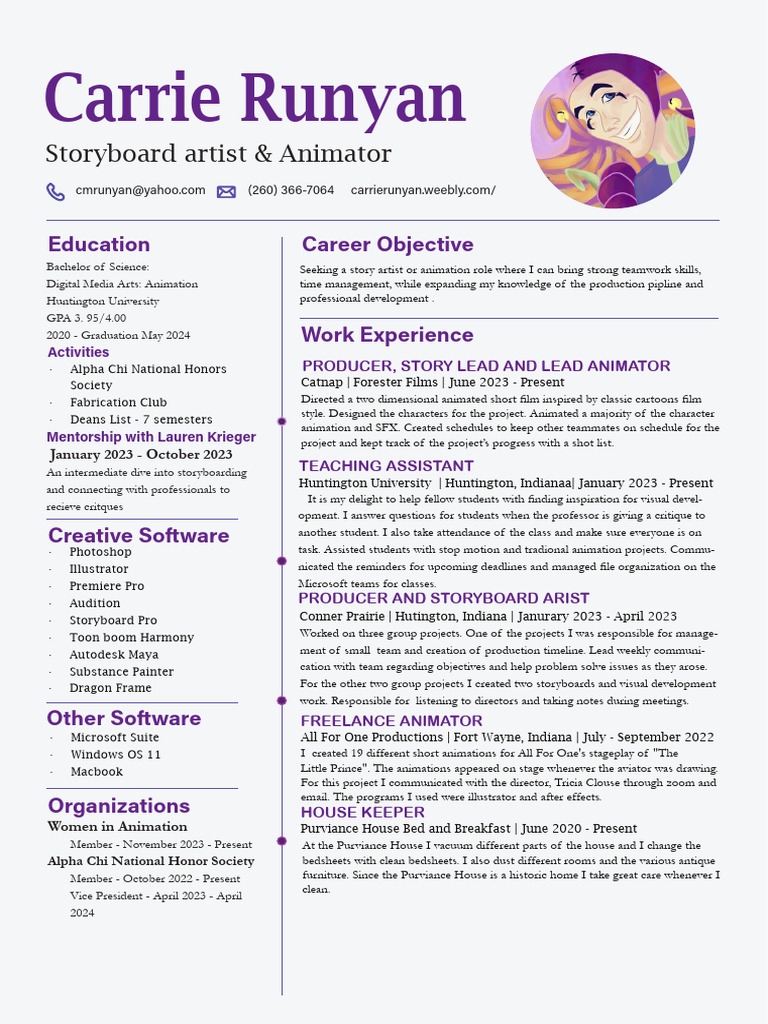 Animationresume Runyancjanuary2024 Funversion Revised | PDF | Animation