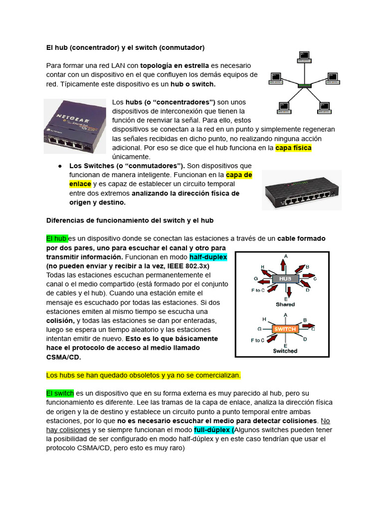 Copia de 5.3 El Hub y El Switch | PDF