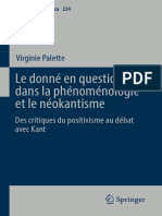 (Phaenomenologica 224) Virginie Palette - Le Donné en Question Dans La Phénoménologie Et Le Néokantisme-Springer International Publishing (2018)