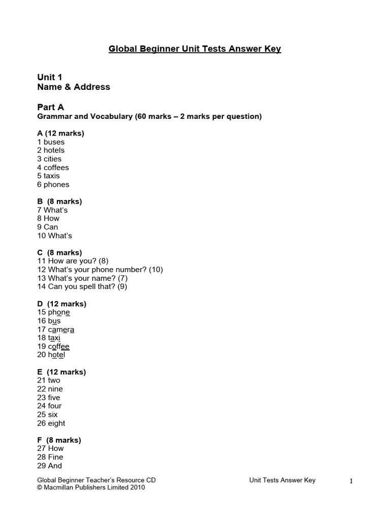Answer Key 2 | PDF