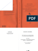 Idées Directrices Pour Une Phénoménologie Livre Second Recherches Phénoménologiques Pour La Constitution (Edmund Husserl)