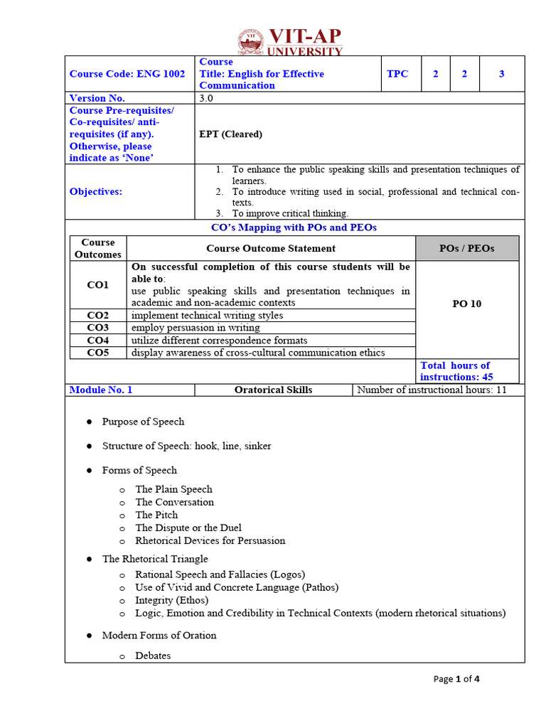 English for Effective Communication Course | PDF