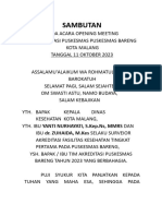 Sambutan Kapuskesmas - Opening Meeting Akreditasi