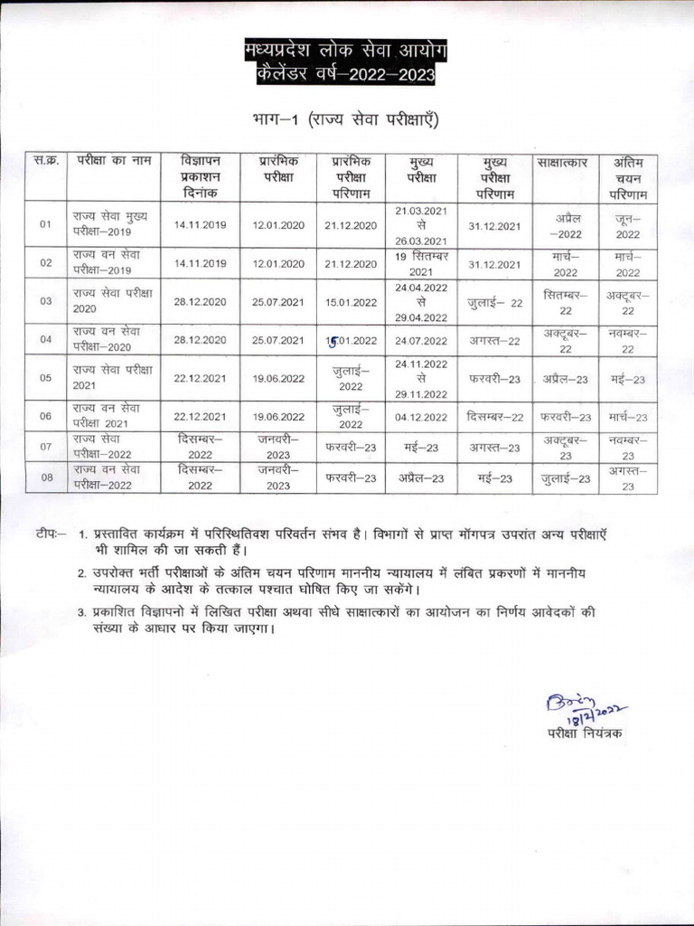 Mppsc Calendar 2025 Pdf Download In Hindi 