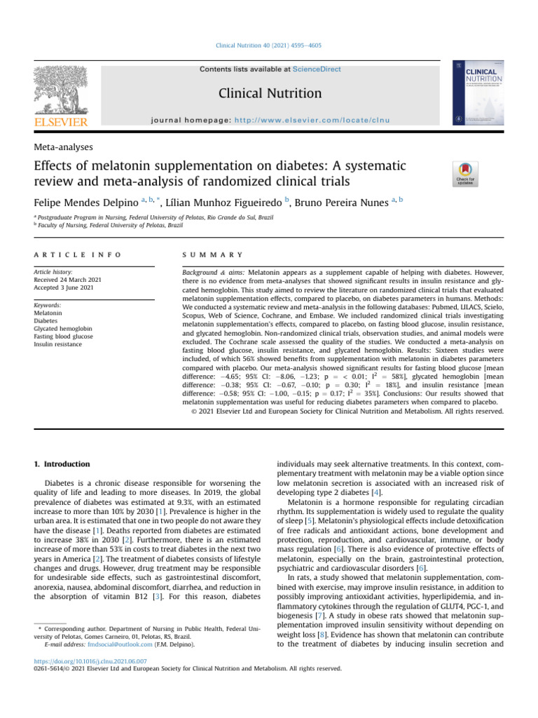 Effect of Melatonin Supplimenattion | PDF