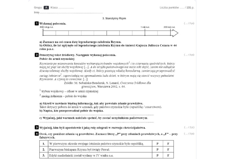 Quizy Starozytny Rzym Klasa 5 Starozytny Rzym 1 | PDF