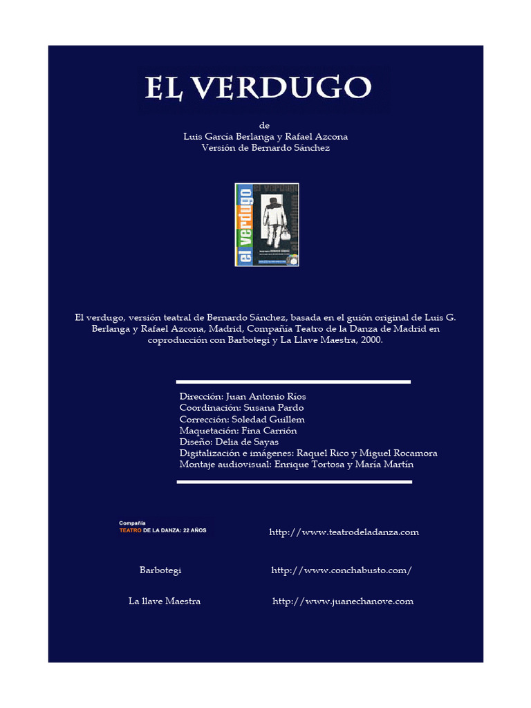 El Verdugo: Versión Teatral de Berlanga | PDF | Arte | Clásicos