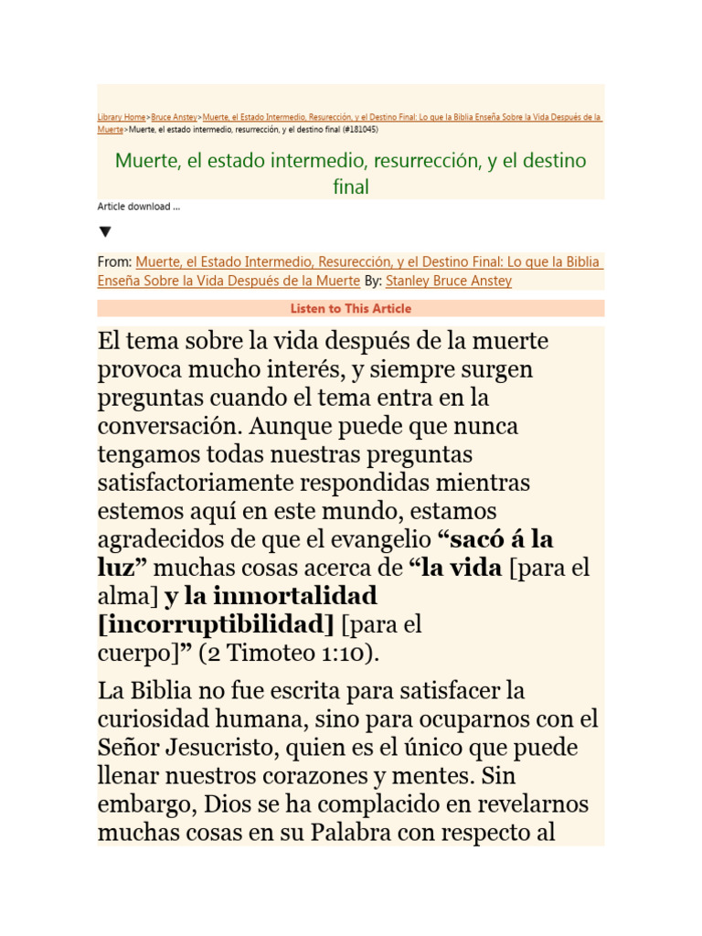 Vida Después de la Muerte Según la Biblia | PDF | La resurrección de ...
