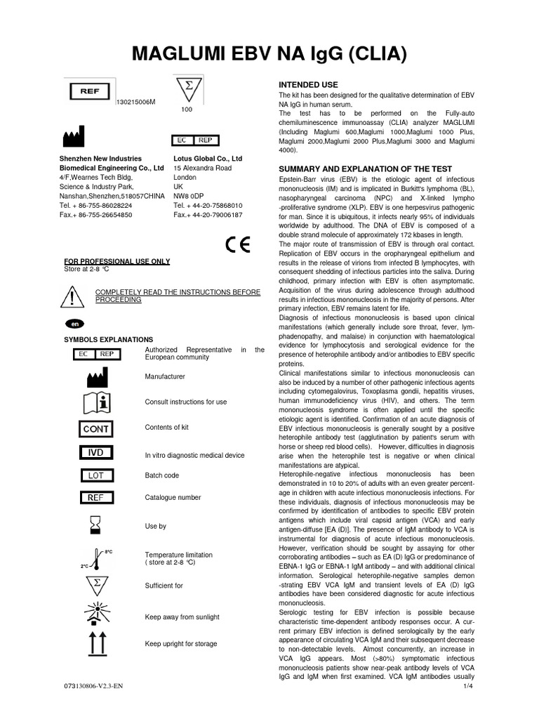 Snibe Maglumi Ebv Na Igg Clia | PDF