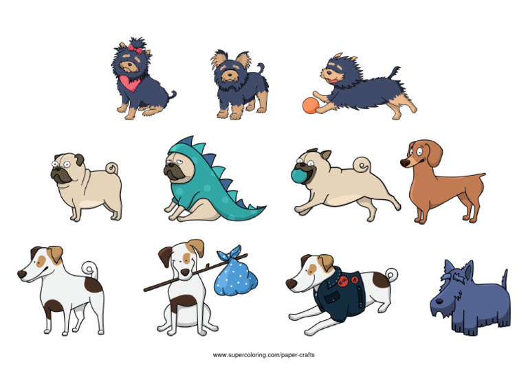 Cute Dogs Printable Stickers Paper Craft | PDF