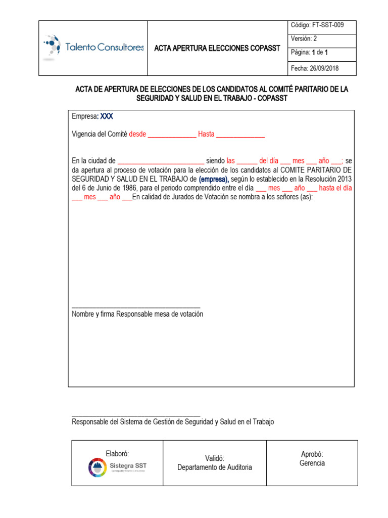 Acta Apertura Elecciones COPASST 2025 | PDF