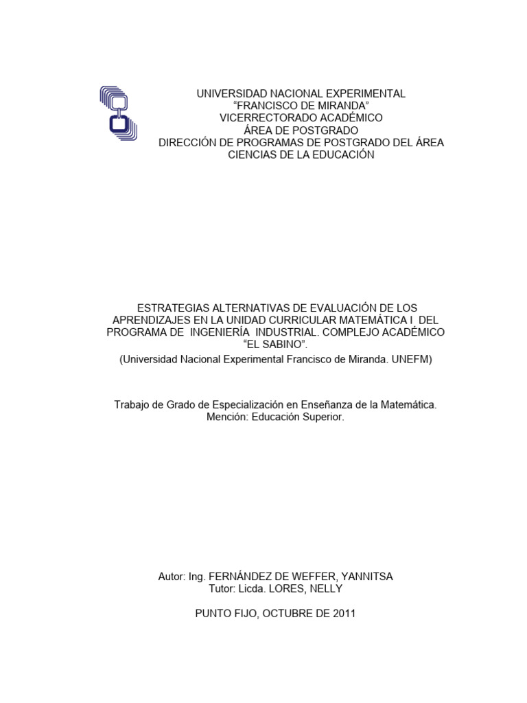 Tesis Completa Yannitsa Fernandez de Weffer | PDF