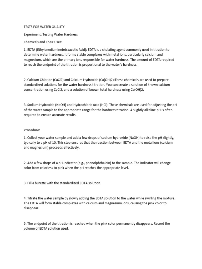 Tests For Water Quality | PDF