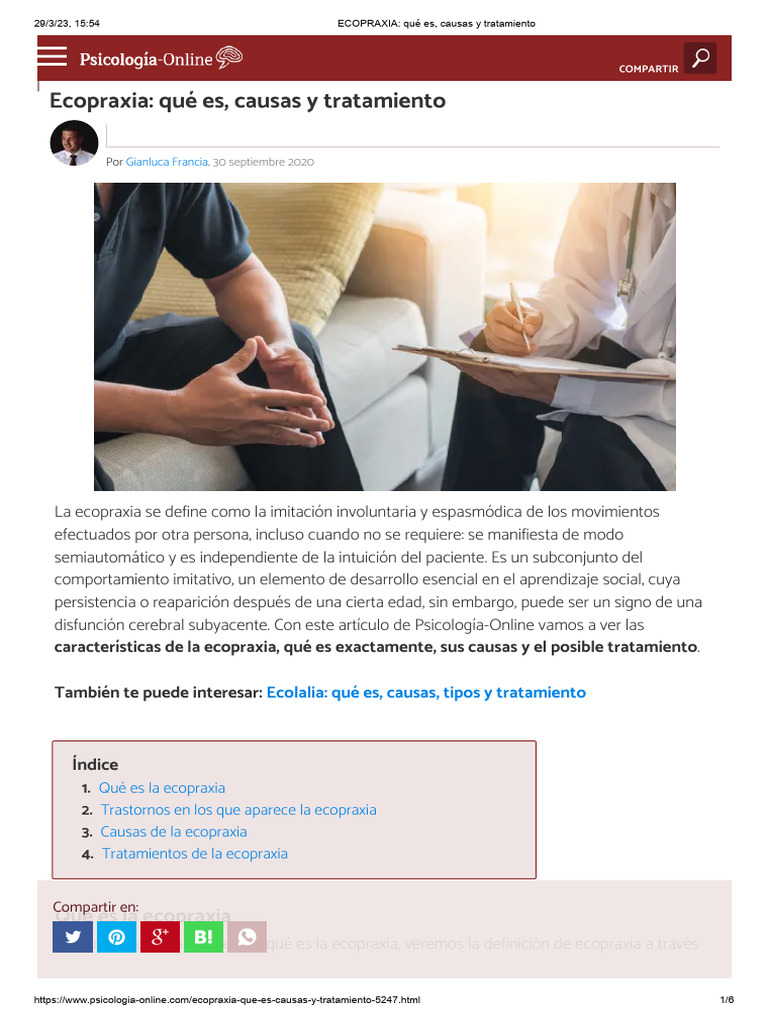 ECOPRAXIA Qué Es, Causas y Tratamiento PDF