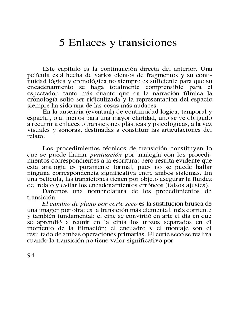 Transiciones en el cine: técnicas y ejemplos | PDF