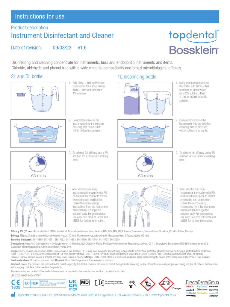 Dental Instrument Disinfectant Guide | PDF | Disinfectant | Health Sciences