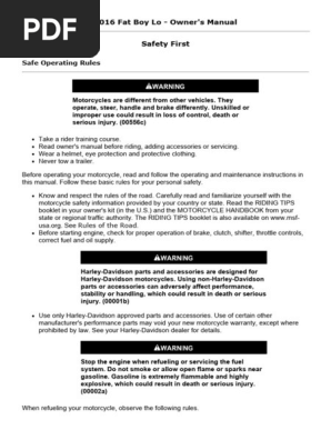 bob Harley-Davidson Fat Boy Lo Owner's Manuals | PDF | Gasoline | Tire