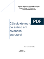 Calculo de Muro de Arrumo em Alvenaria Estrutural