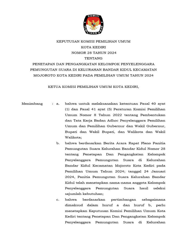 Format Keputusan (SK) Pengangkatan Kpps-2 | PDF