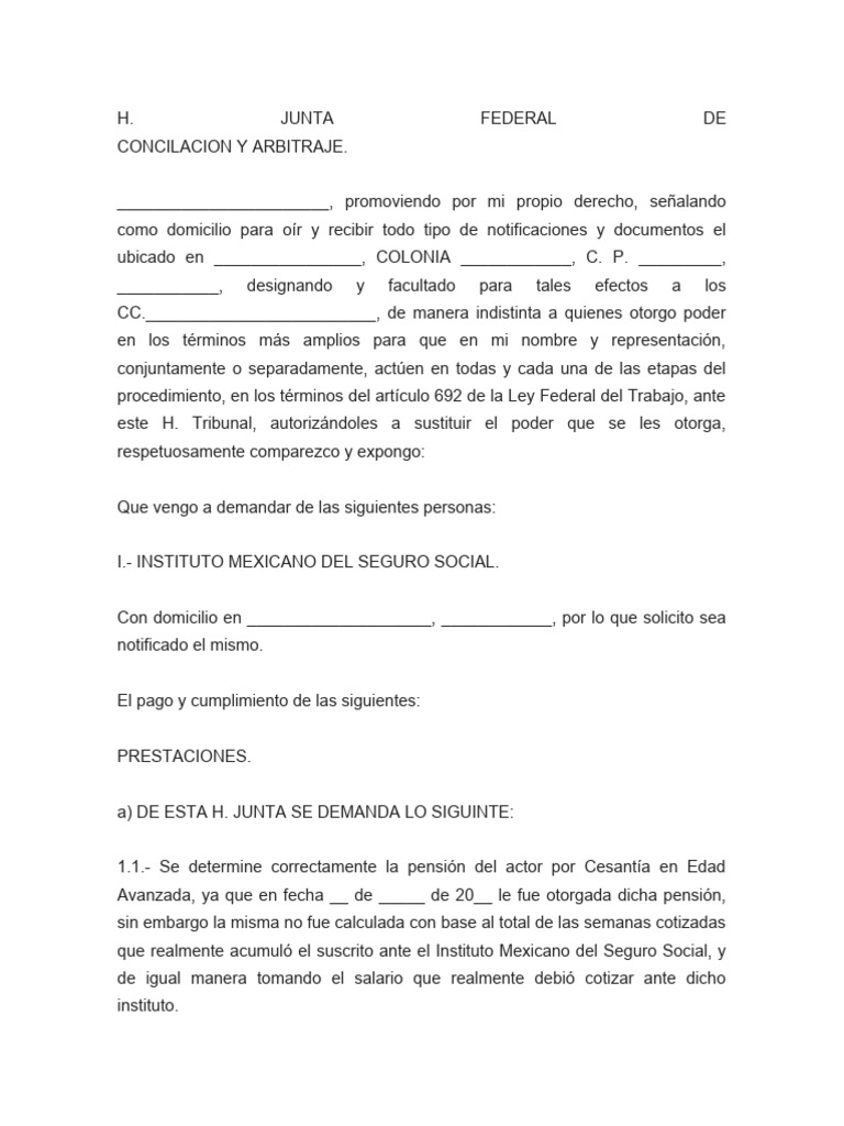 Formato de Demanda PENSION IMSS | PDF | Pensión | Desempleo