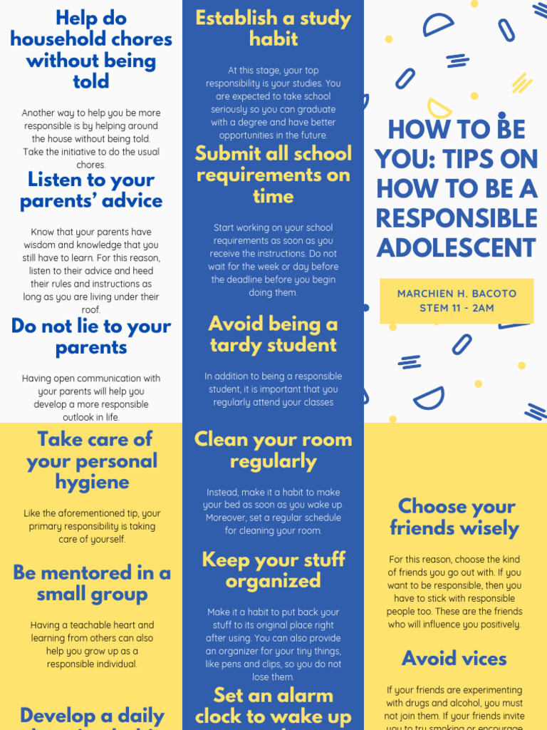 Tips for Responsible Adolescents | PDF | Self-Improvement | Wellness