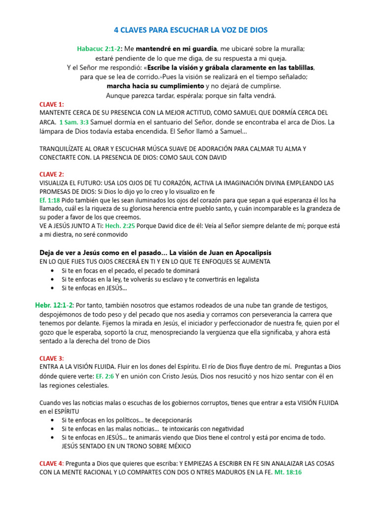 4 Claves para Escuchar La Voz de Dios | PDF