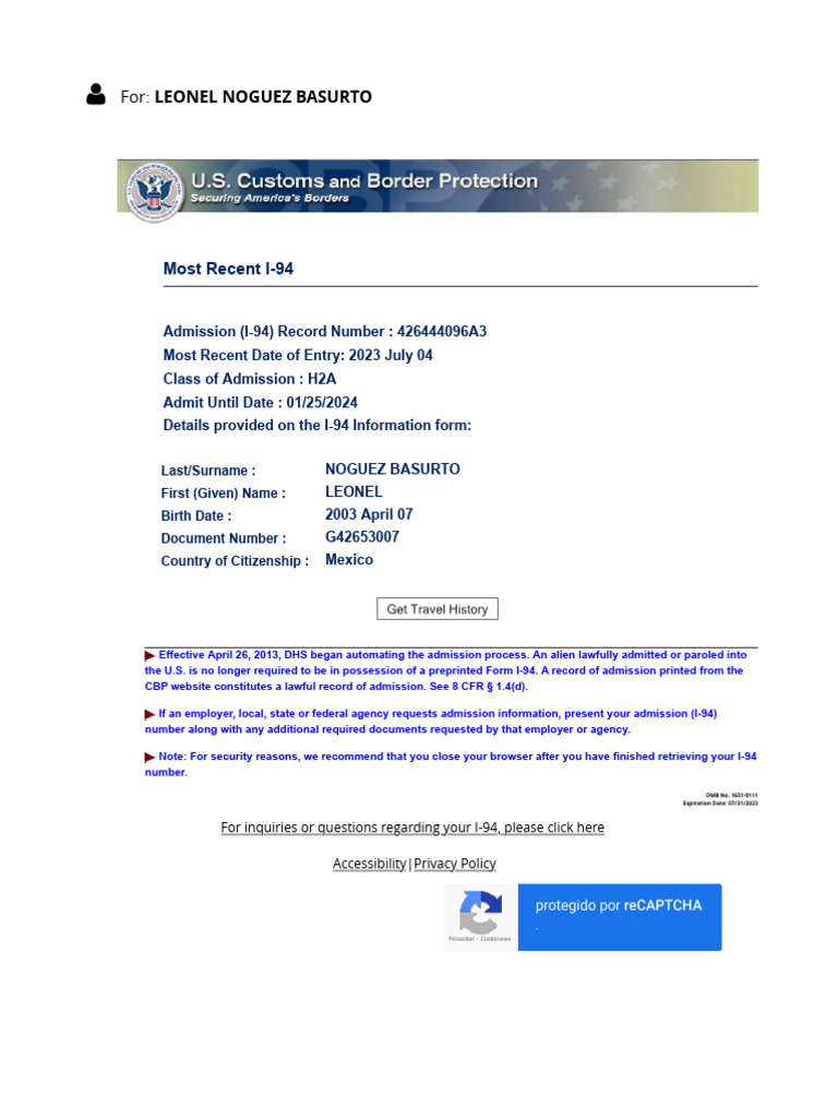 I94 Official Website PDF