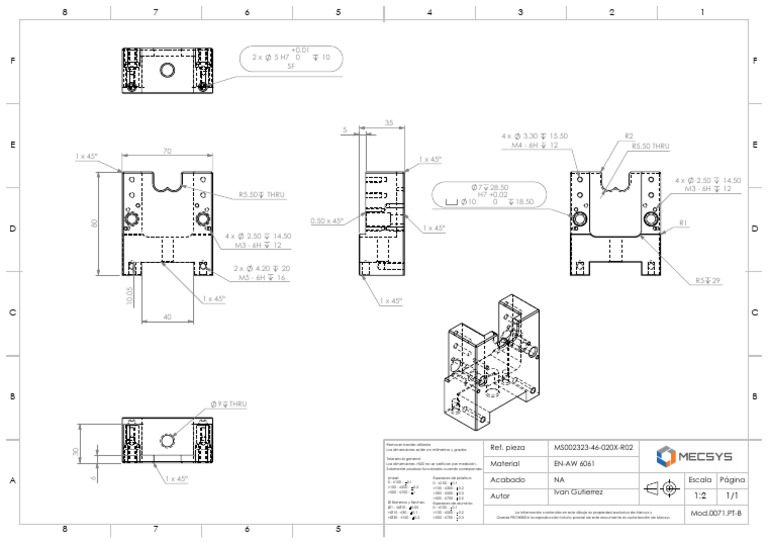 Ref. Pieza EN-AW 6061 Material MS002323-46-020X-R02 | PDF