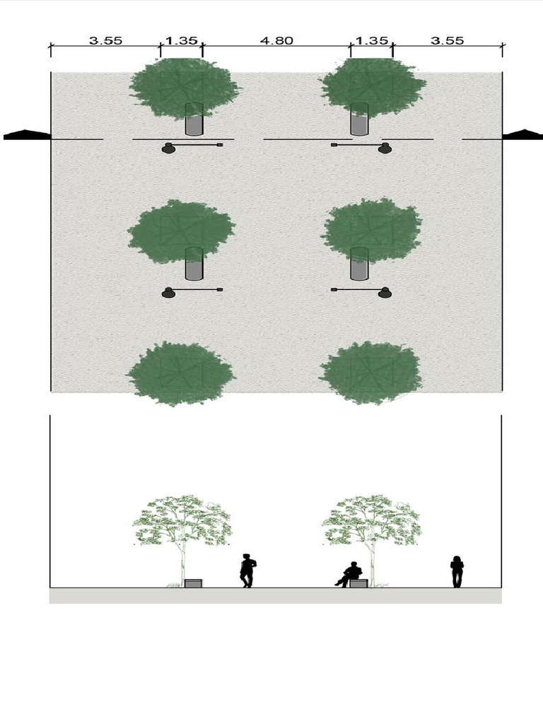 Planta e Corte de Um Calçadão | PDF