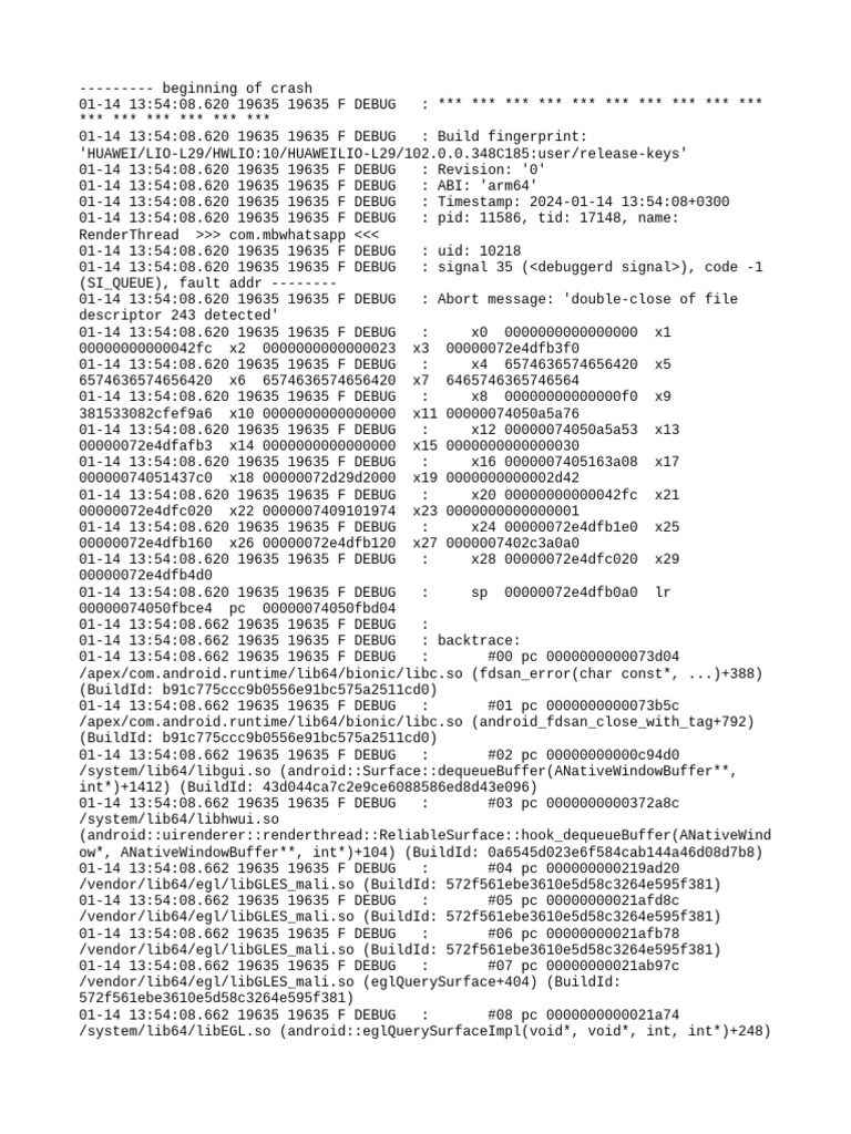 WhatsApp Crash Log Analysis | PDF