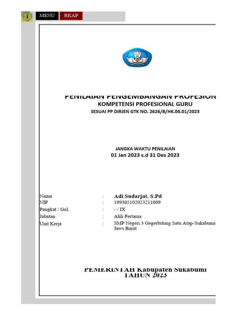 Penilaian KOMP GURU SMP Xlxs PDF