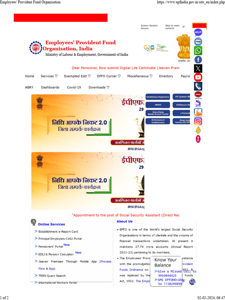 Employees' Provident Fund Organisation, India: Ministry of Labour ...