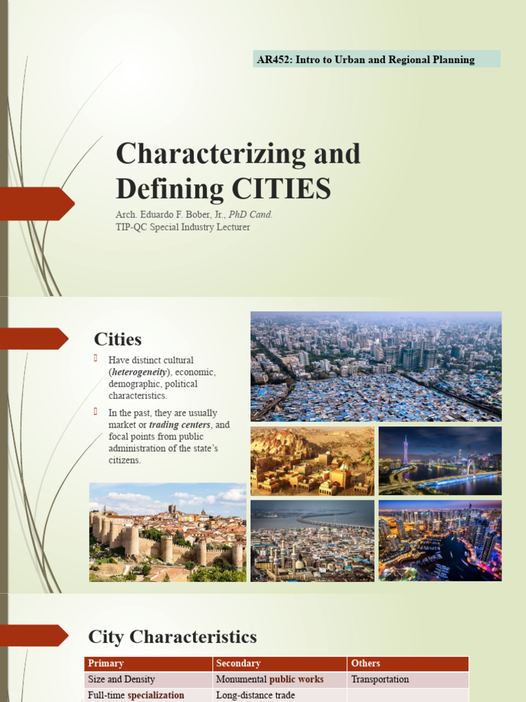 Characterizing And Defining Cities Pdf Metropolitan Area Urban Area