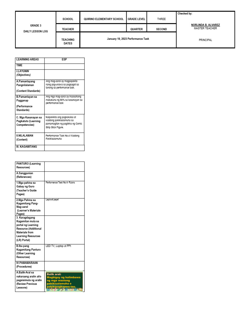 Esp Dll Jan 19 2023 Performance Task No 4 Pdf