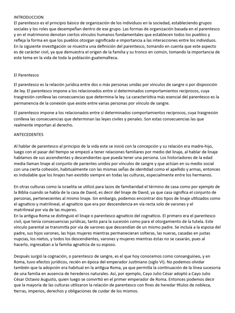 El parentesco pdf parentesco familia
