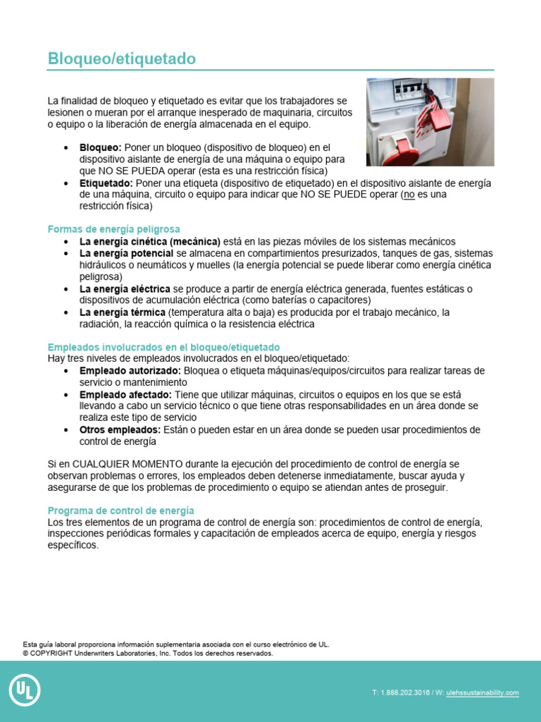 Lockout Tagout Job Aid ES | PDF