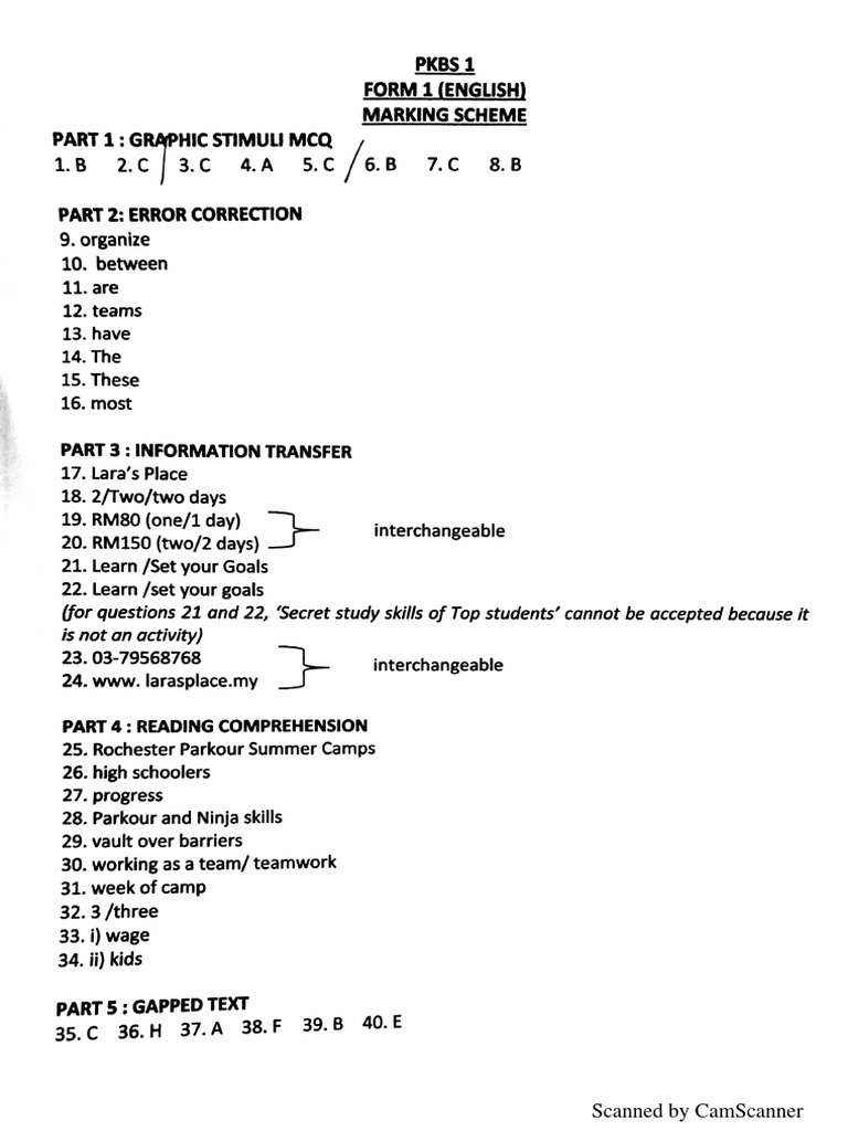 fORM 1 WORKSHEET Answer | PDF