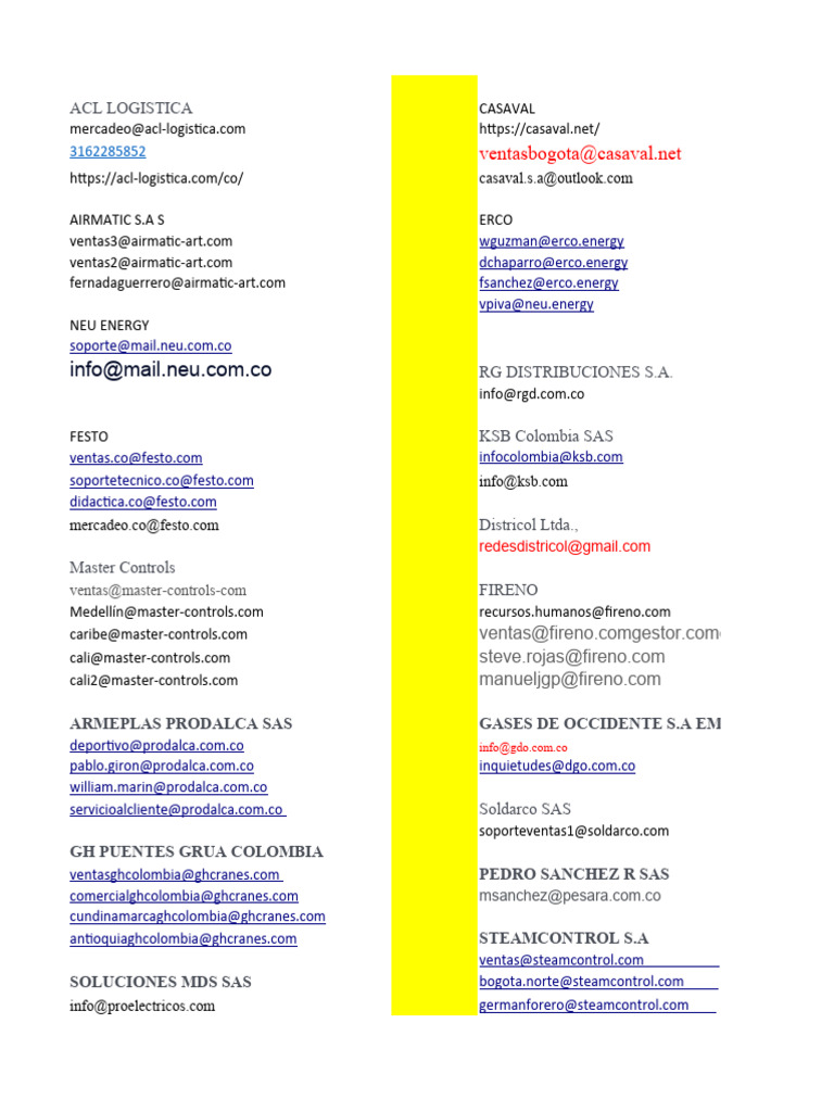 Contact Directory for Logistics Companies | PDF | Business