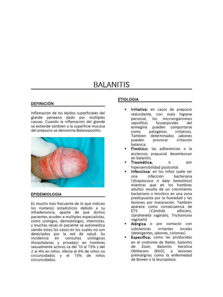 Balanitis: Definición y Tratamiento | PDF