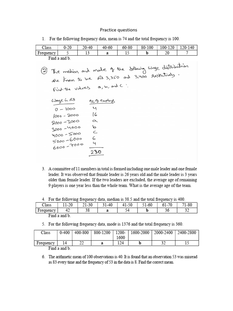 Frequency Data Analysis Practice Questions | PDF