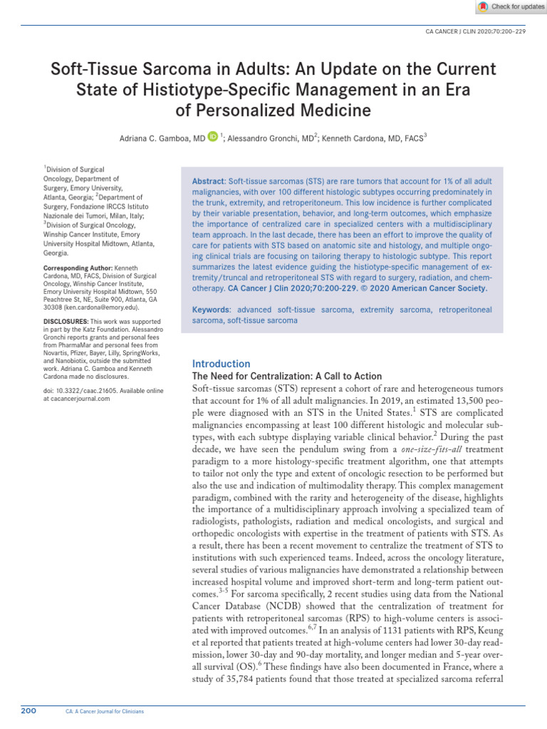 CA A Cancer J Clinicians - 2020 - Gamboa | PDF