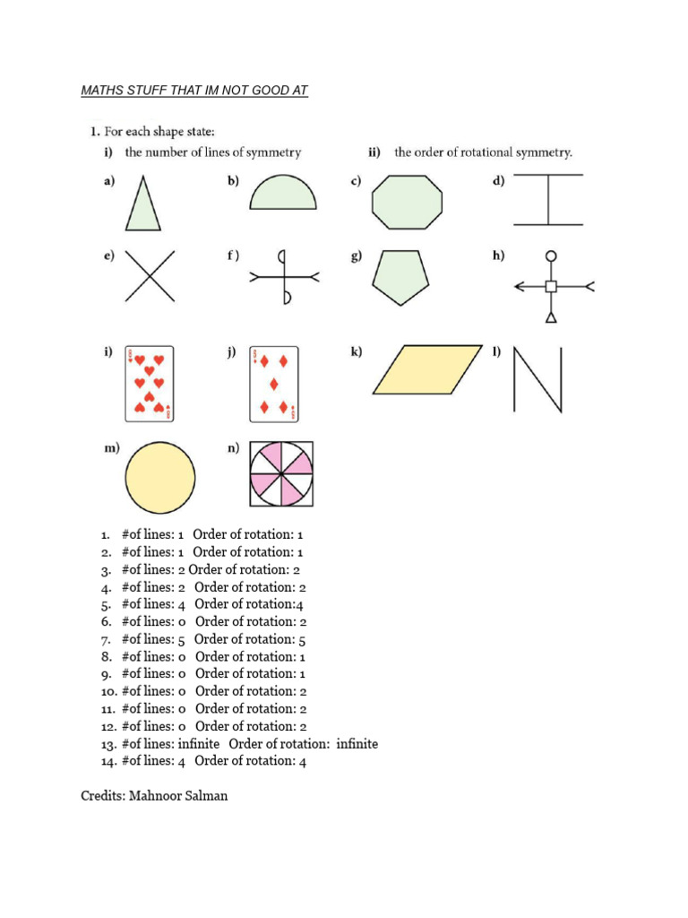Practice Symmetry Maths Pdf