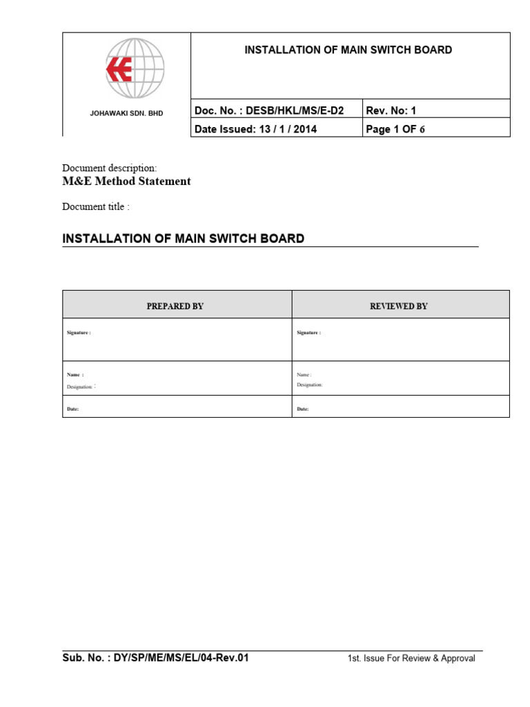Main Switch Board Installation Guide | PDF | Technology & Engineering