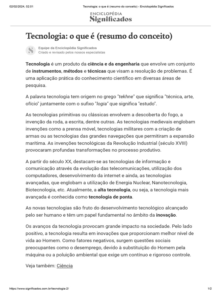 Conceito e Impacto da Tecnologia | PDF | Arte
