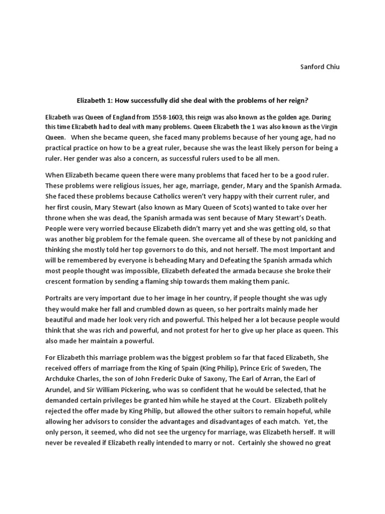 thesis statement about queen elizabeth ii